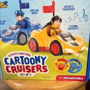 Cartoony Cruisers Remote Control Cars Set - Blue and Yellow